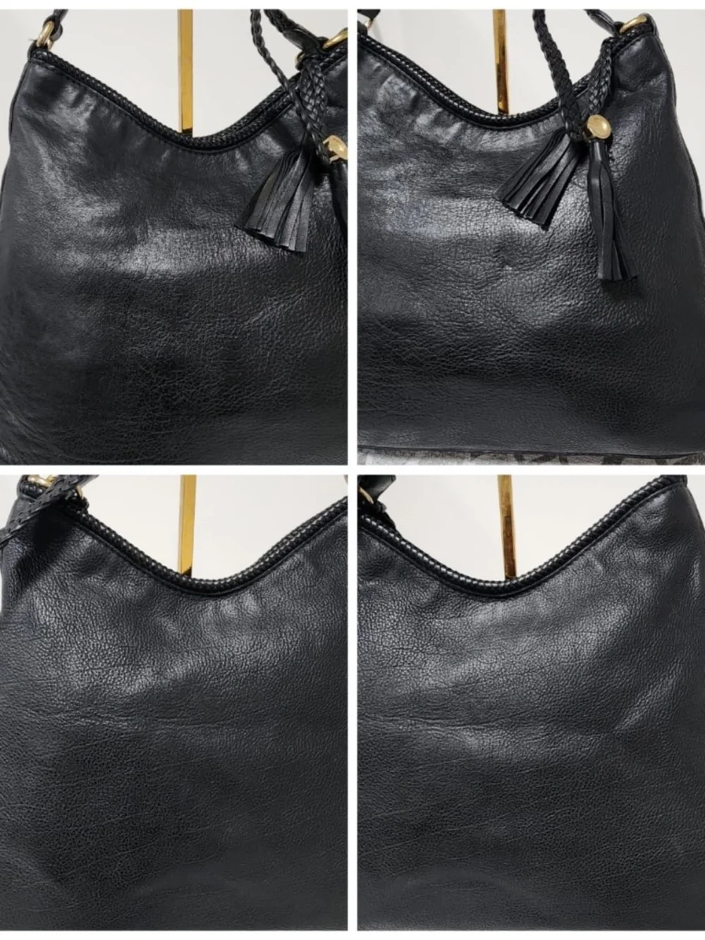 Authentic GUCCI Pebbled Calfskin Medium Marrakech Hobo Bag Black